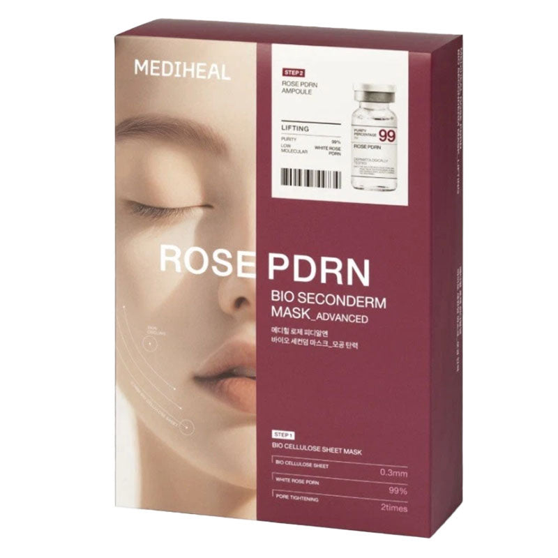 Mediheal Rose PDRN Bio Seconderm Mask (Ampoule 4ml + Mask 23ml) - Image 1